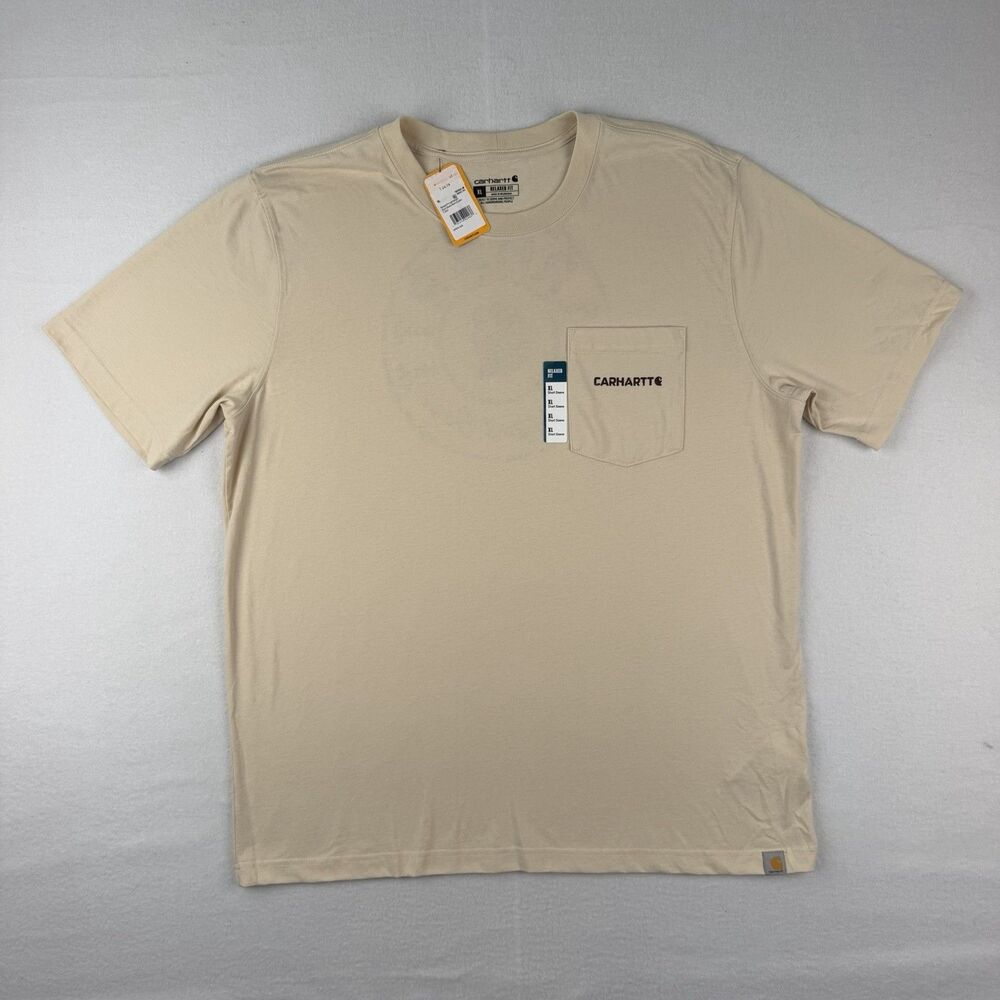 NWT Carhartt Mens XL Loose Fit Lightweight T-Shirt Beige Rugged Gear TK7531-M